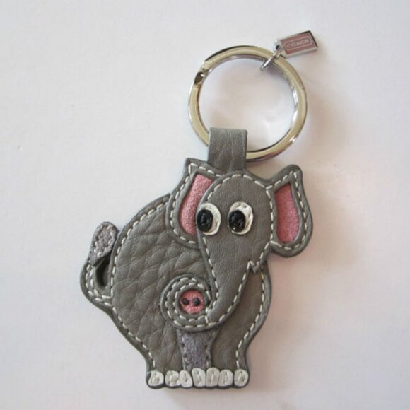 Coach Accessories - Coach Elephant Gray Pink Keychain Fob